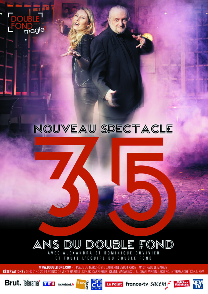 Affiche du double fond 35 ans spectacle de magie d'Éric Antoine
